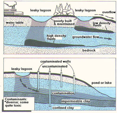 illustration of potential pathways Storage Lagoons can contaminate groundwater