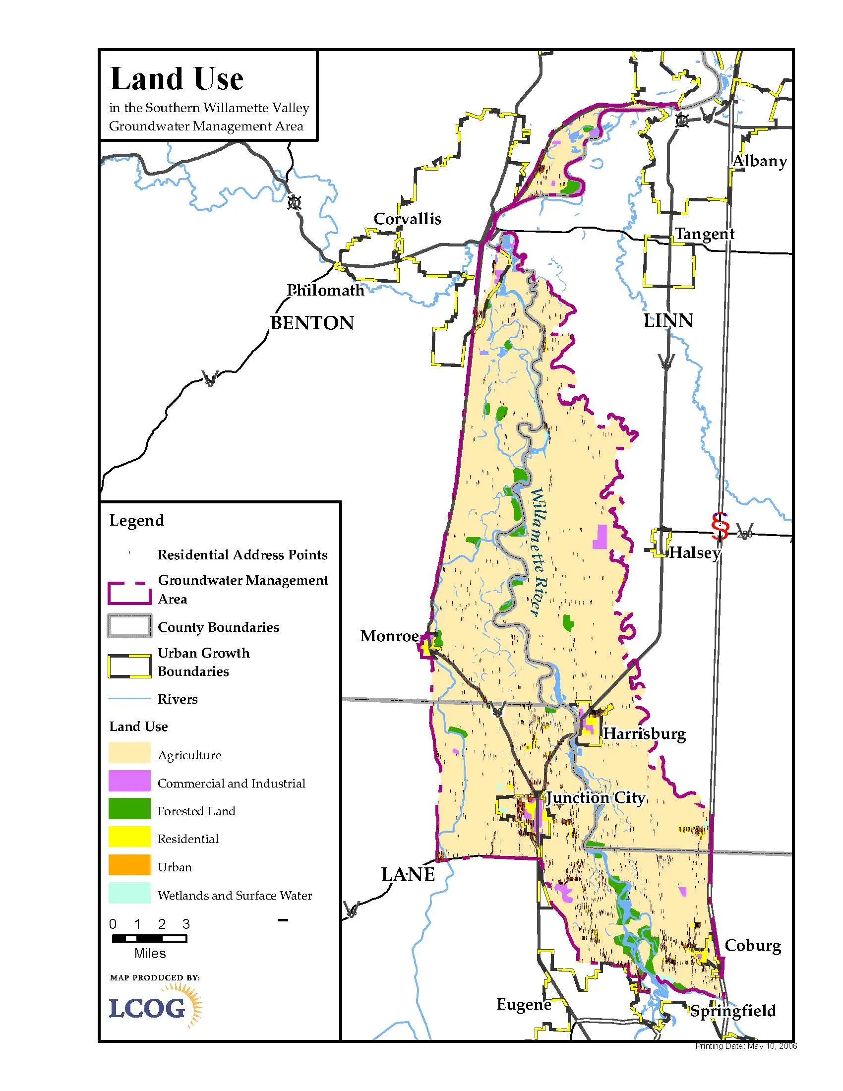 Map of land use in the Southern Willamette Valley Groundwater Management Area 