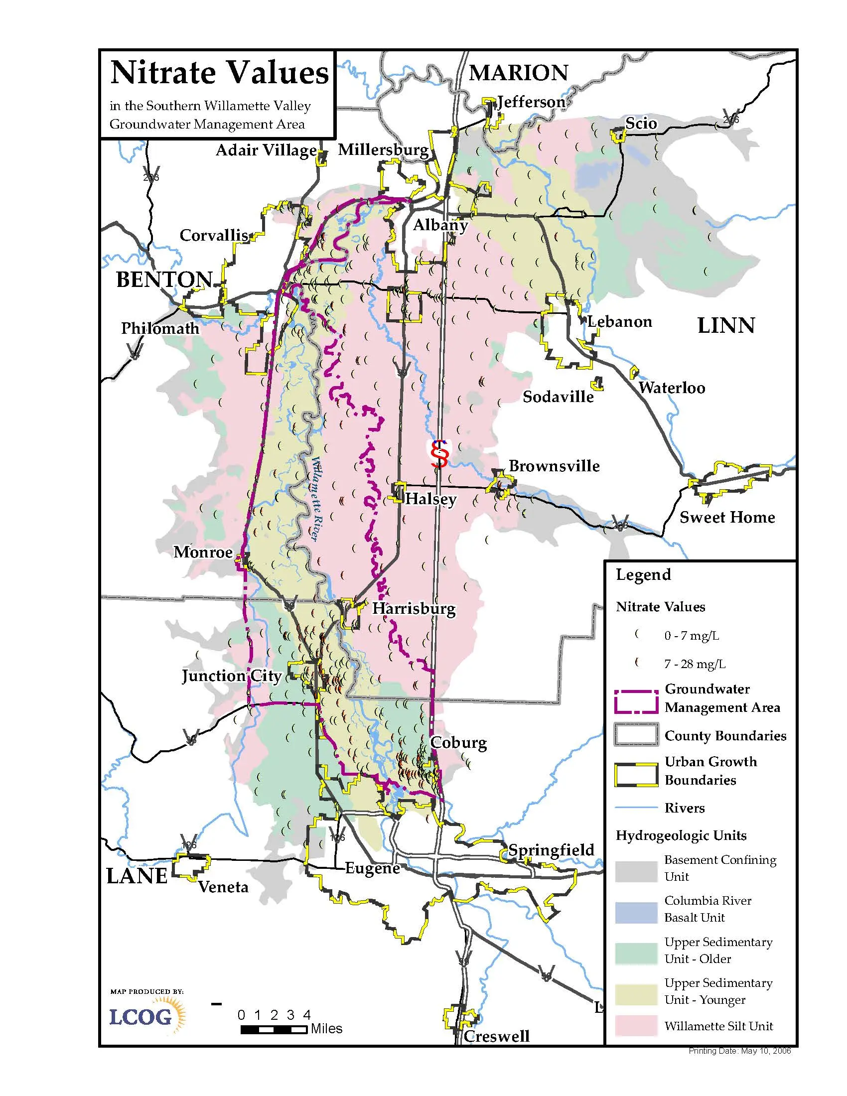 Nitrate Values & Hydrogeologic Units